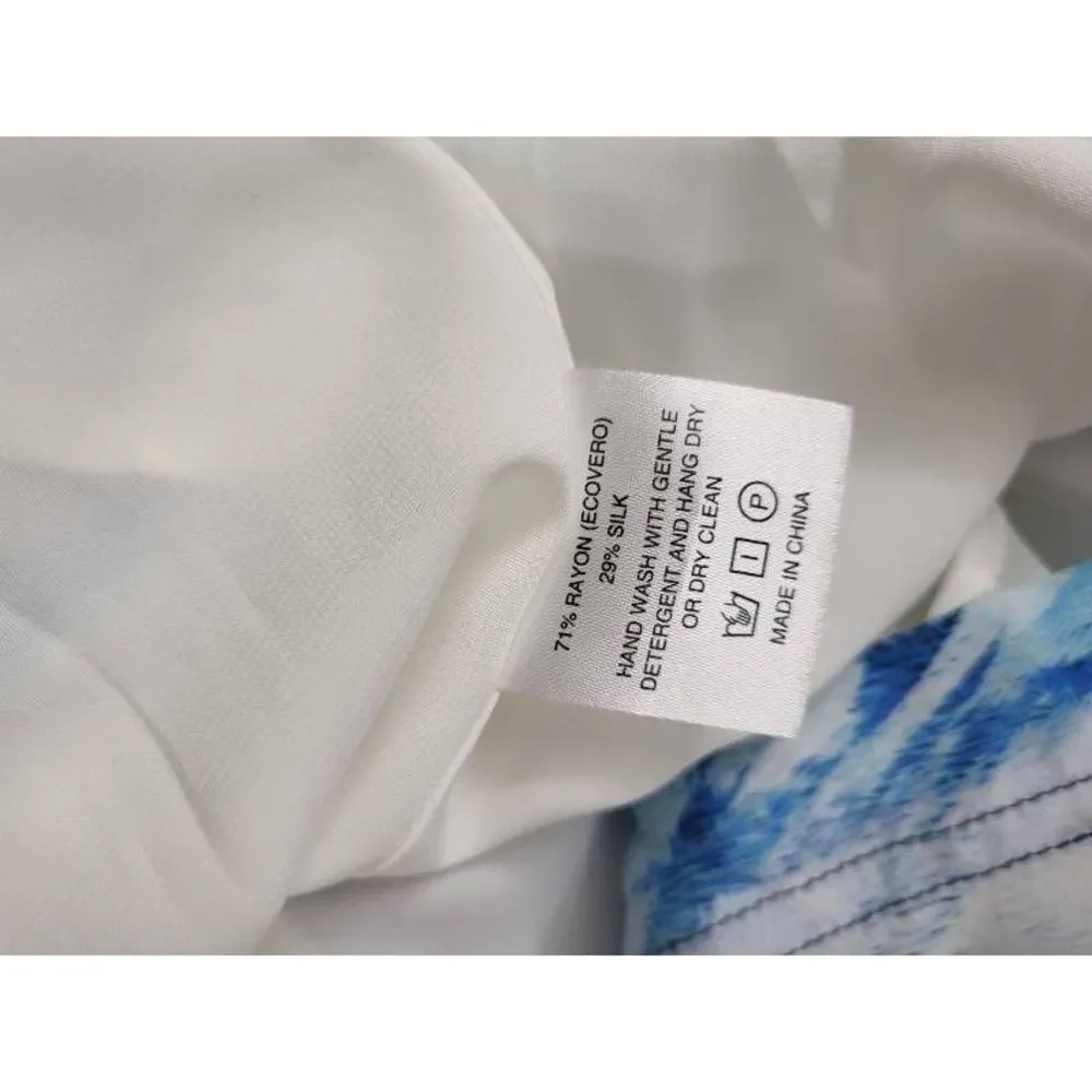 NEW $385 Marie Oliver Shirt Dress Women's XS Blue Tie Dye Pockets Collar Short_7